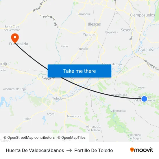 Huerta De Valdecarábanos to Portillo De Toledo map