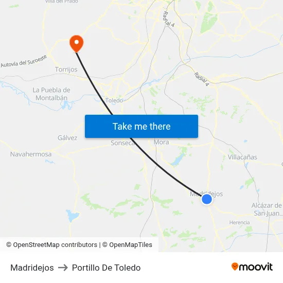 Madridejos to Portillo De Toledo map