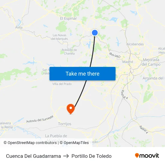 Cuenca Del Guadarrama to Portillo De Toledo map