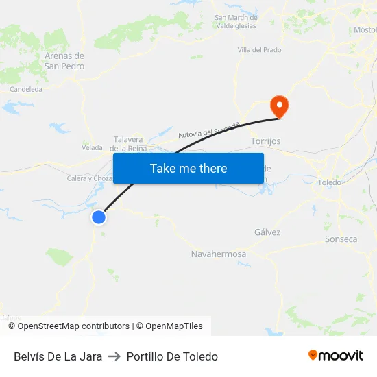 Belvís De La Jara to Portillo De Toledo map