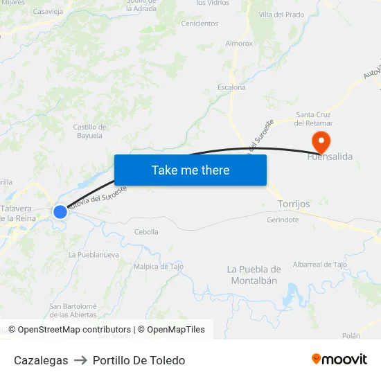Cazalegas to Portillo De Toledo map