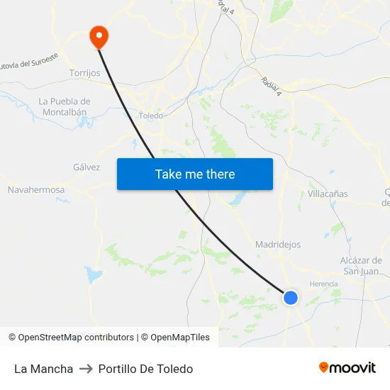 La Mancha to Portillo De Toledo map