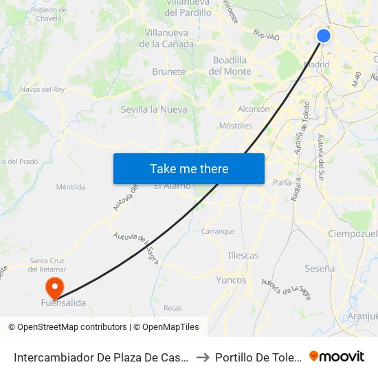 Intercambiador De Plaza De Castilla to Portillo De Toledo map