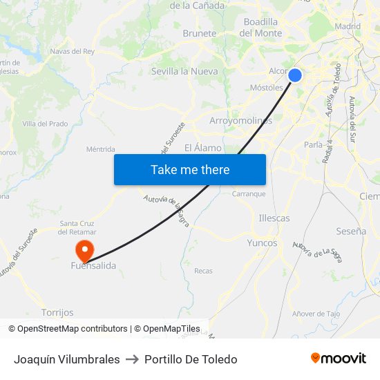 Joaquín Vilumbrales to Portillo De Toledo map