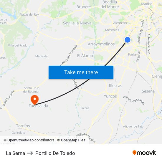 La Serna to Portillo De Toledo map