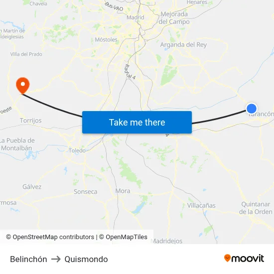 Belinchón to Quismondo map
