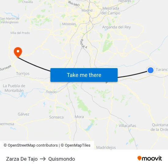 Zarza De Tajo to Quismondo map