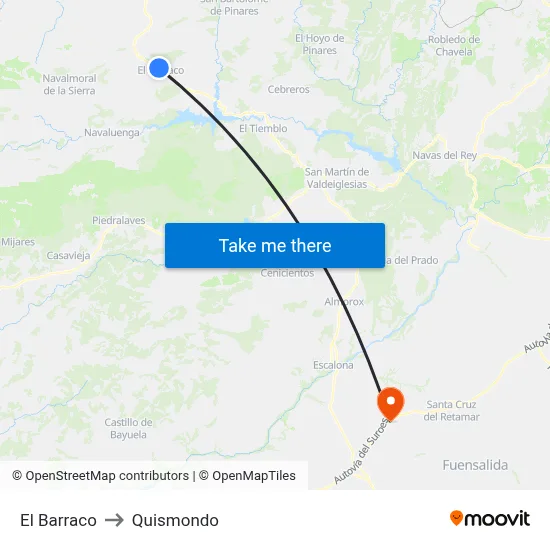 El Barraco to Quismondo map