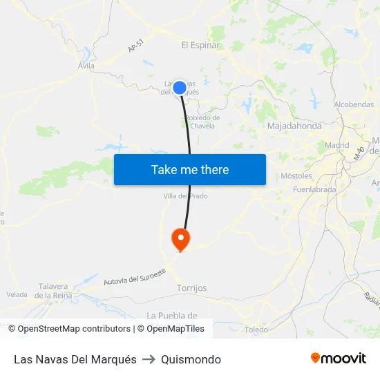 Las Navas Del Marqués to Quismondo map