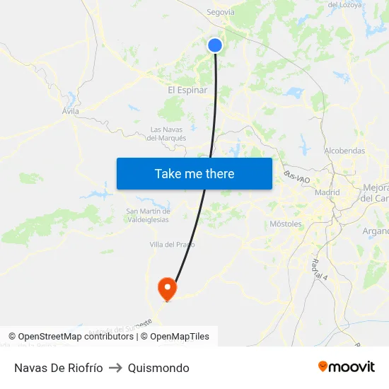Navas De Riofrío to Quismondo map