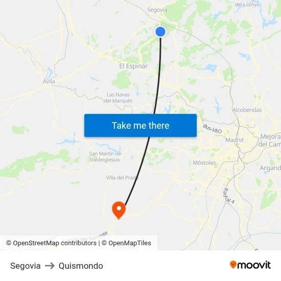 Segovia to Quismondo map