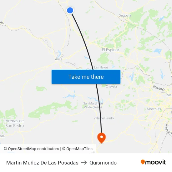 Martín Muñoz De Las Posadas to Quismondo map