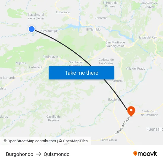 Burgohondo to Quismondo map