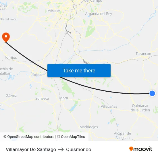 Villamayor De Santiago to Quismondo map