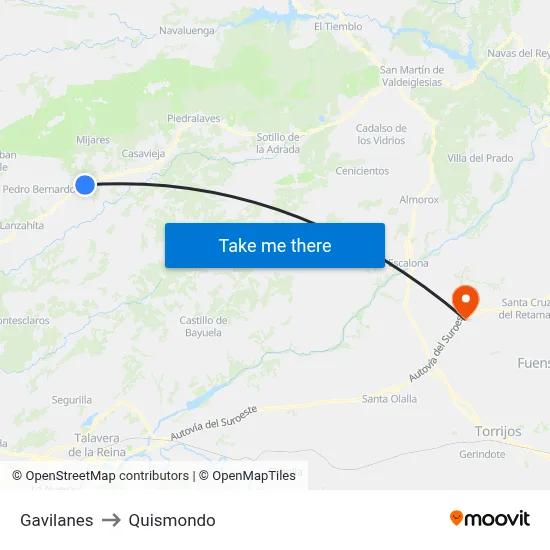 Gavilanes to Quismondo map