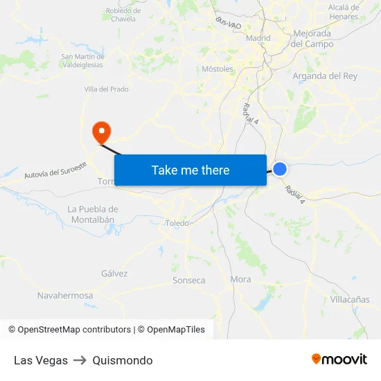 Las Vegas to Quismondo map