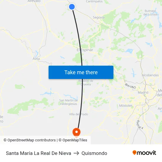 Santa María La Real De Nieva to Quismondo map