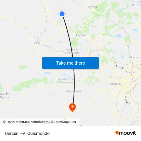 Bercial to Quismondo map