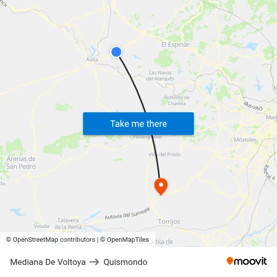 Mediana De Voltoya to Quismondo map