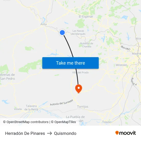 Herradón De Pinares to Quismondo map