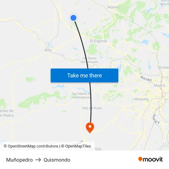 Muñopedro to Quismondo map