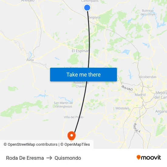 Roda De Eresma to Quismondo map