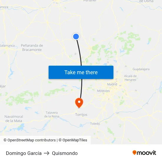 Domingo García to Quismondo map