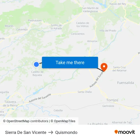 Sierra De San Vicente to Quismondo map