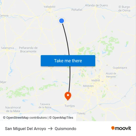 San Miguel Del Arroyo to Quismondo map