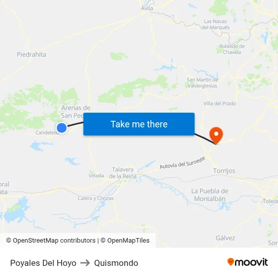 Poyales Del Hoyo to Quismondo map