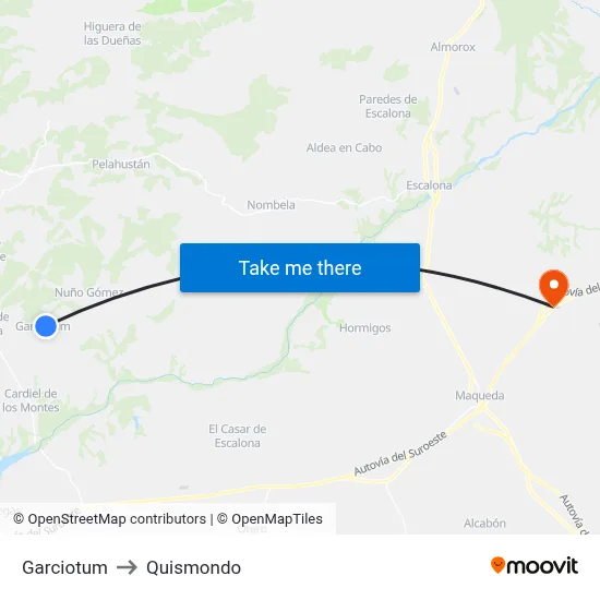 Garciotum to Quismondo map