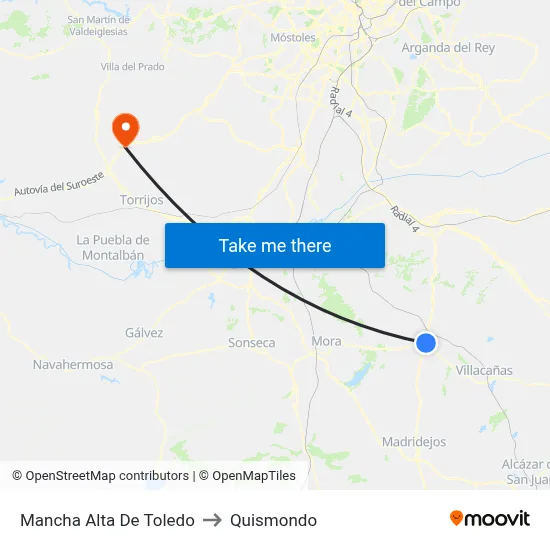 Mancha Alta De Toledo to Quismondo map