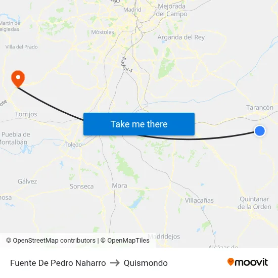 Fuente De Pedro Naharro to Quismondo map