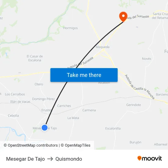 Mesegar De Tajo to Quismondo map