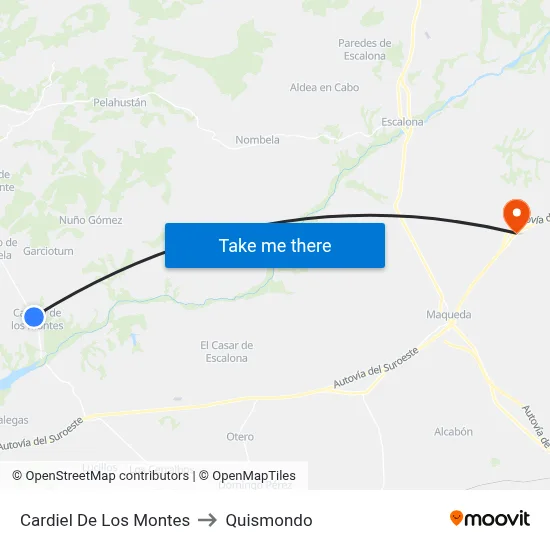 Cardiel De Los Montes to Quismondo map