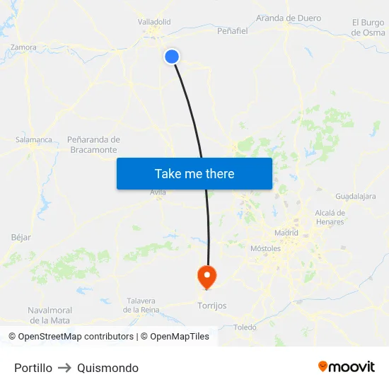 Portillo to Quismondo map