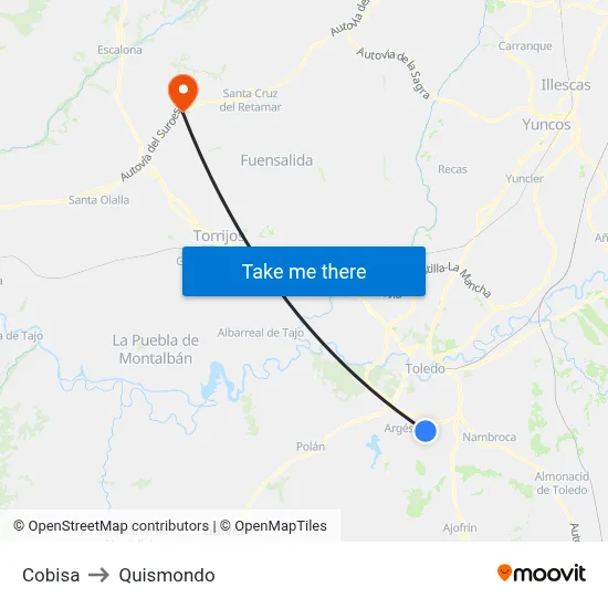 Cobisa to Quismondo map