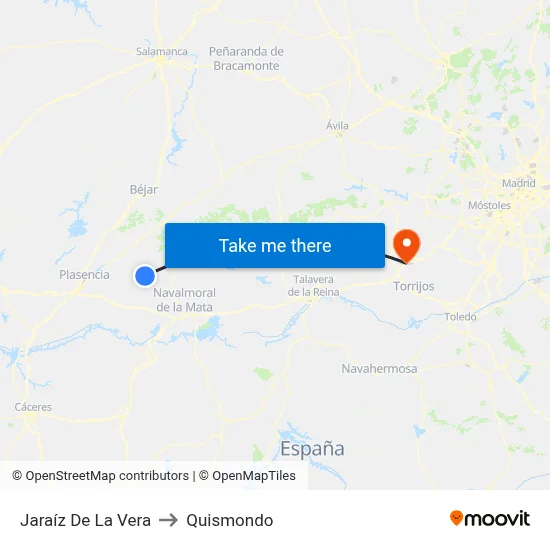 Jaraíz De La Vera to Quismondo map