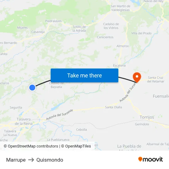 Marrupe to Quismondo map
