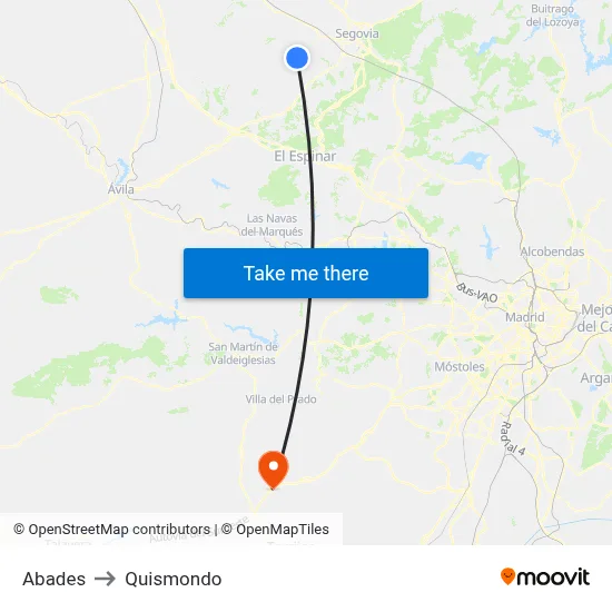 Abades to Quismondo map