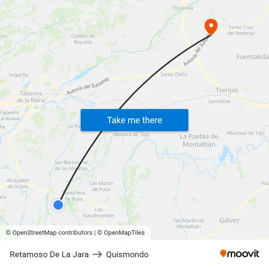 Retamoso De La Jara to Quismondo map