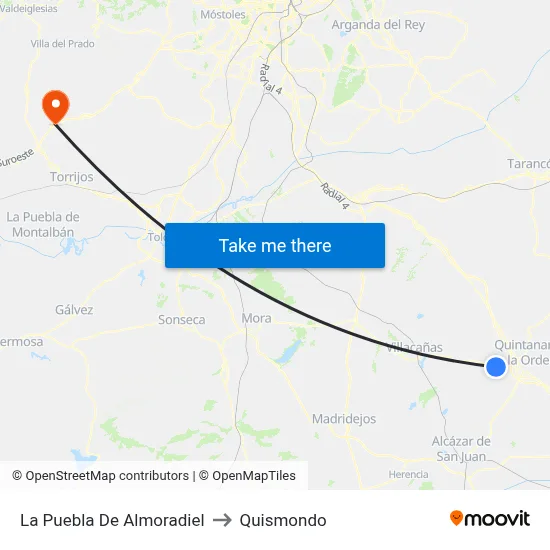 La Puebla De Almoradiel to Quismondo map