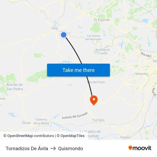 Tornadizos De Ávila to Quismondo map
