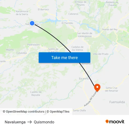 Navaluenga to Quismondo map
