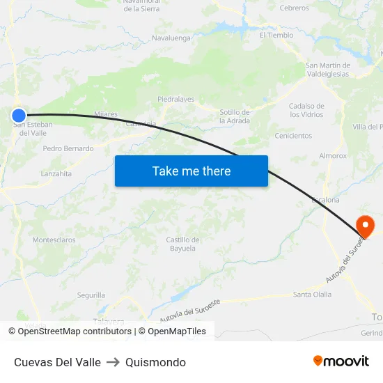 Cuevas Del Valle to Quismondo map