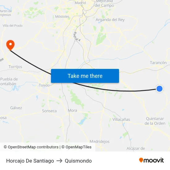 Horcajo De Santiago to Quismondo map