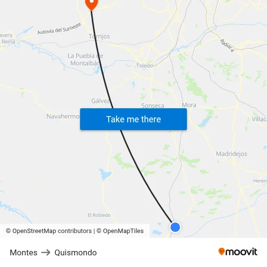 Montes to Quismondo map