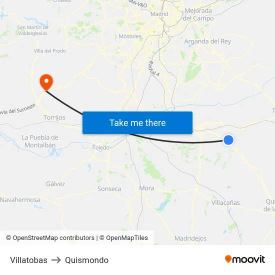 Villatobas to Quismondo map