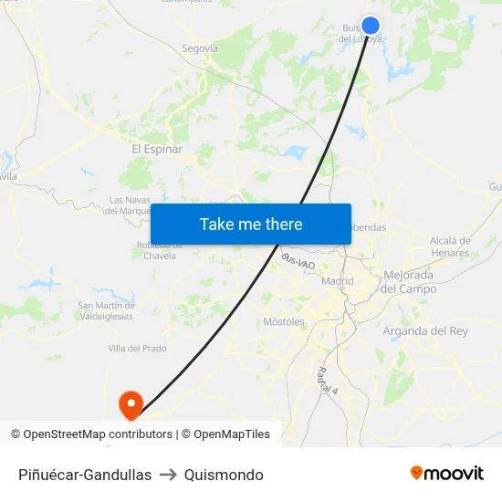 Piñuécar-Gandullas to Quismondo map