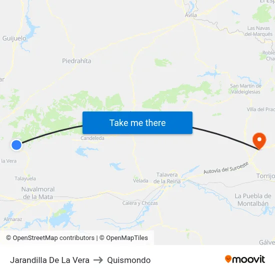 Jarandilla De La Vera to Quismondo map